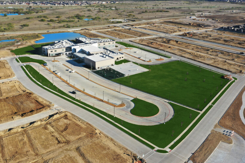 Aerial photo of a school